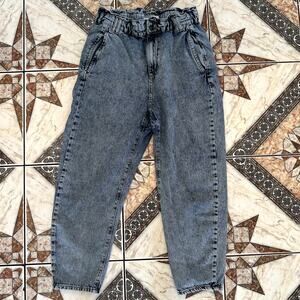Zara High Waisted Baggy Paper Bag Jeans Size 6